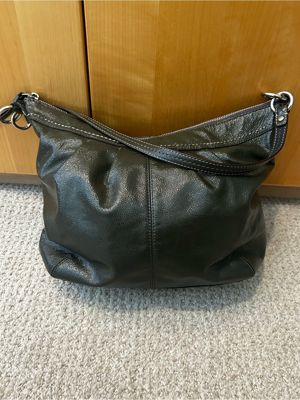 Coach green Pebbled Leather Shoulder Bag
